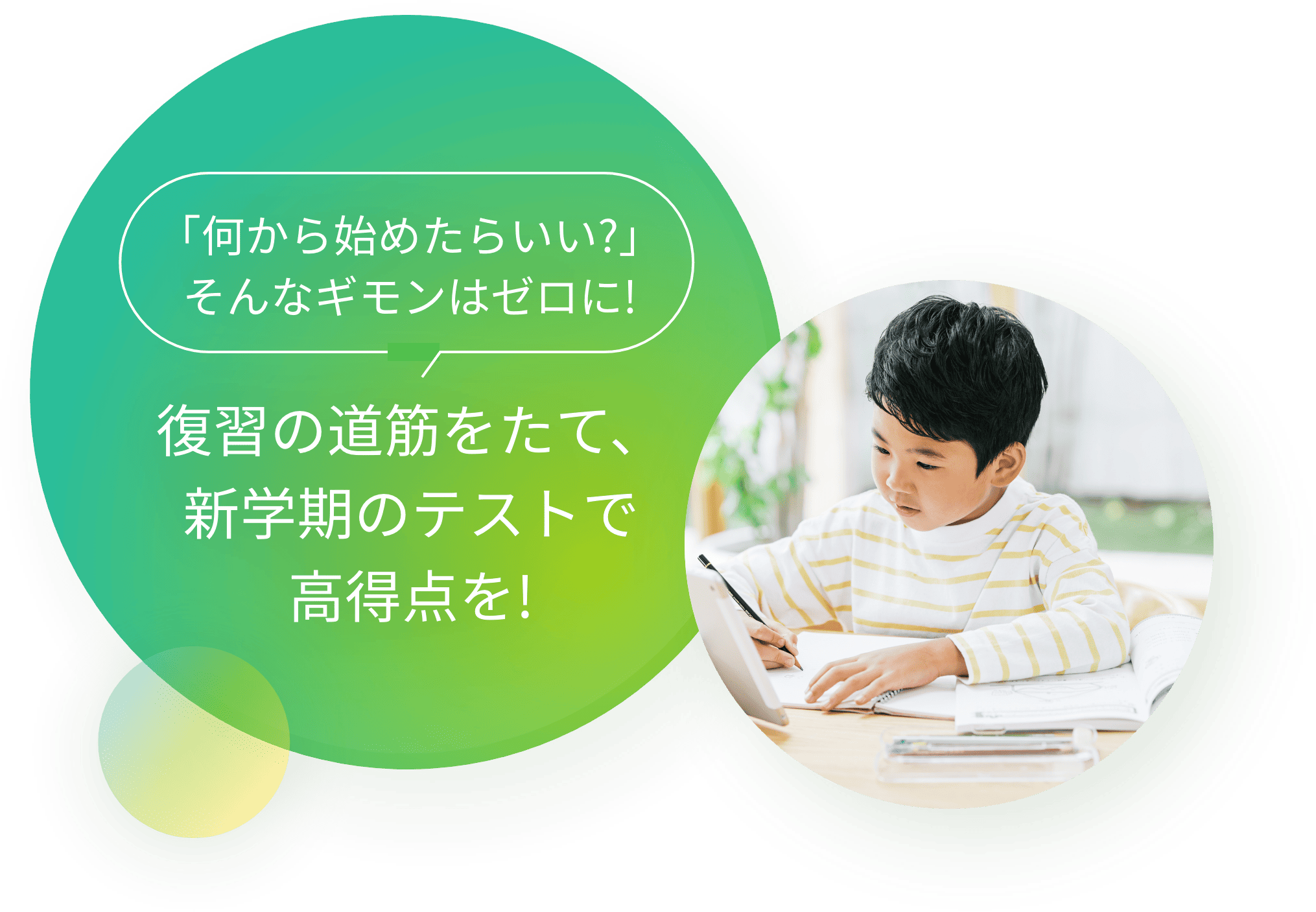 「何から始めたらいい?」そんなギモンンはゼロに! 復習の道筋をたて、新学期のテストで高得点を!