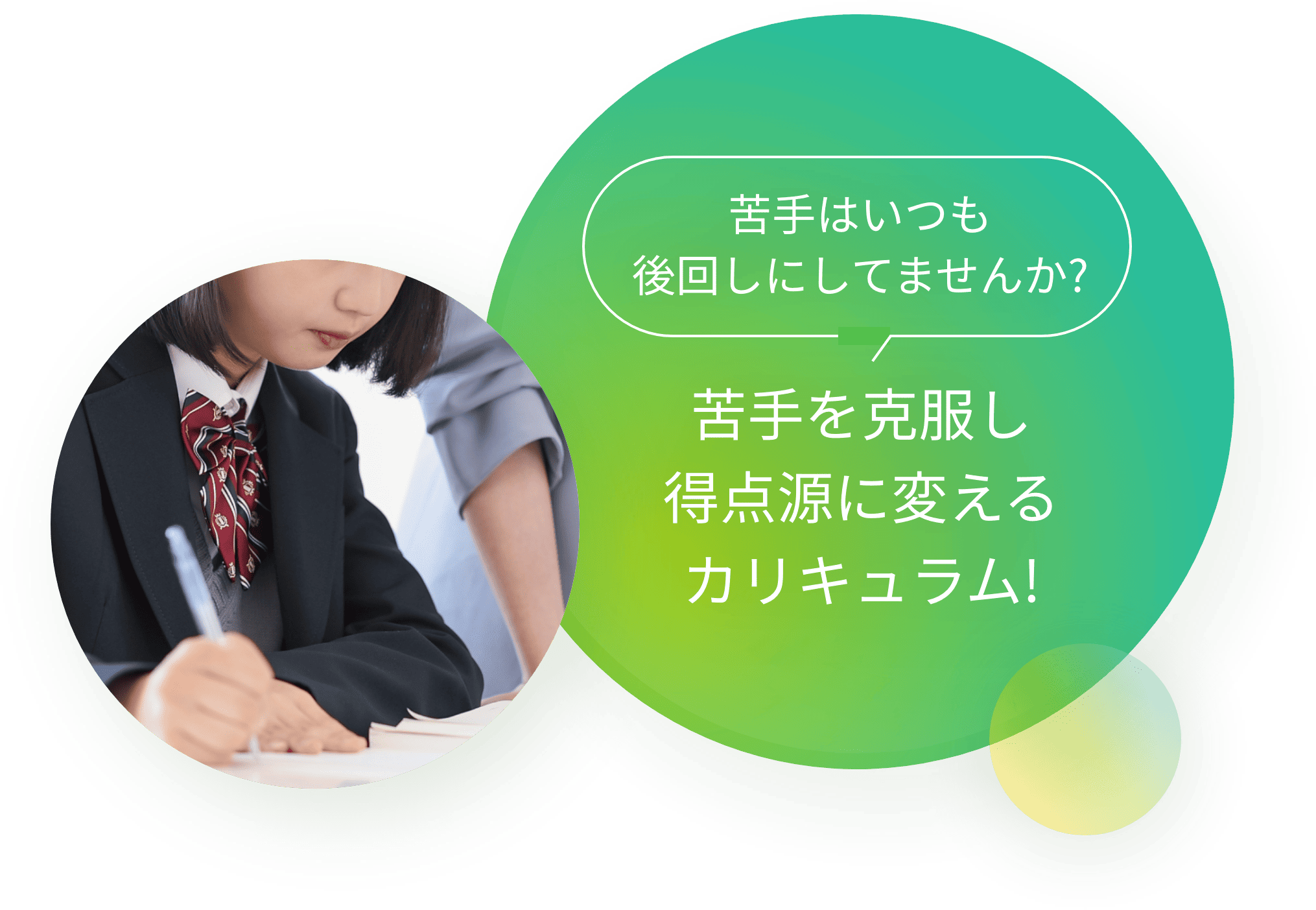 苦手はいつも後回しにしてませんか? 苦手を克服し得点源に変えるカリキュラム!